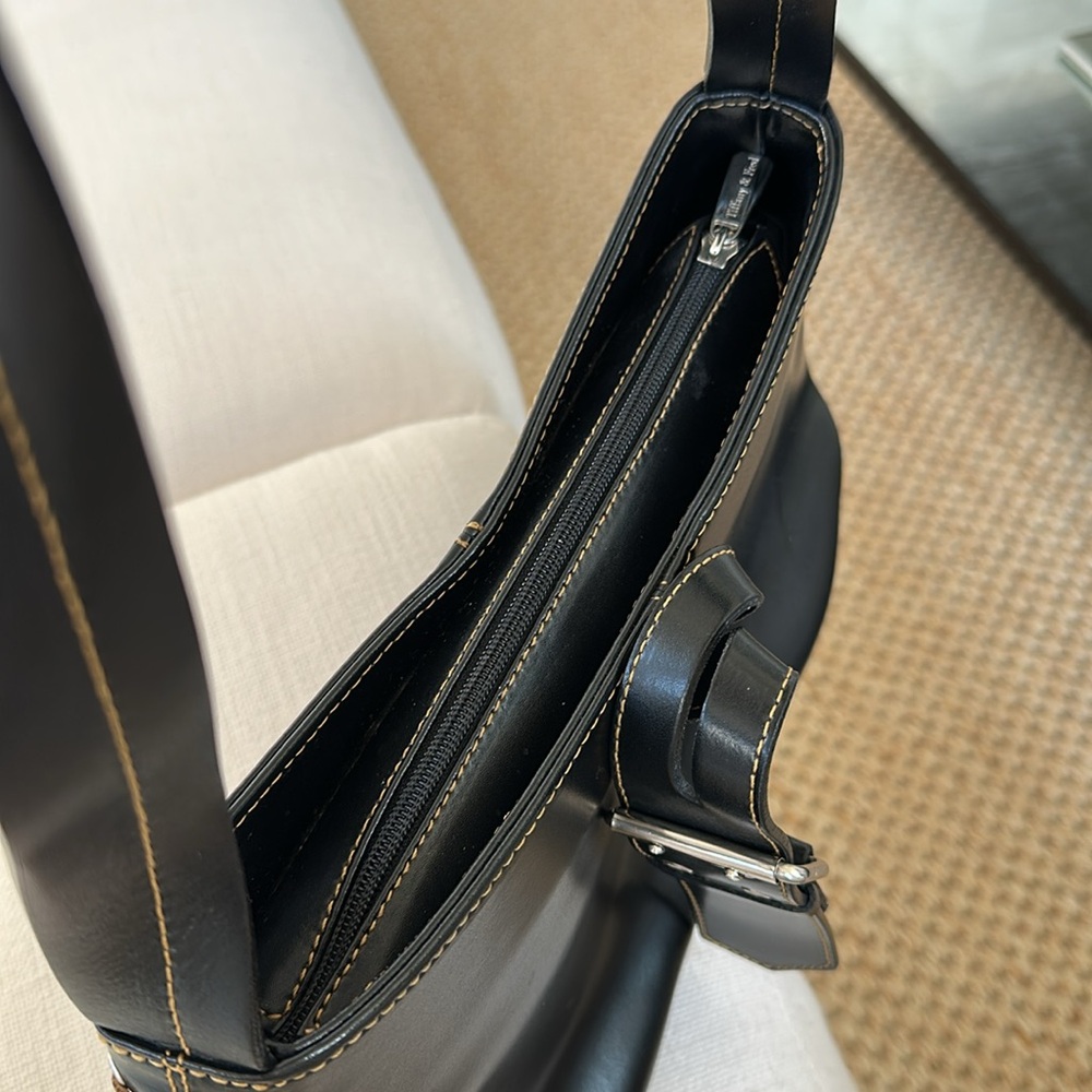 Tiffany & Fred Paris Leather Satchel Black/Tan - Picture 7 of 12